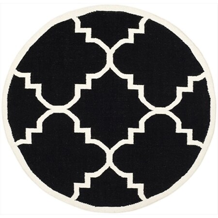 Safavieh 6 x 6 ft. Round- Contemporary Dhurries Black And Ivory Flatweave Rug DHU633A-6R